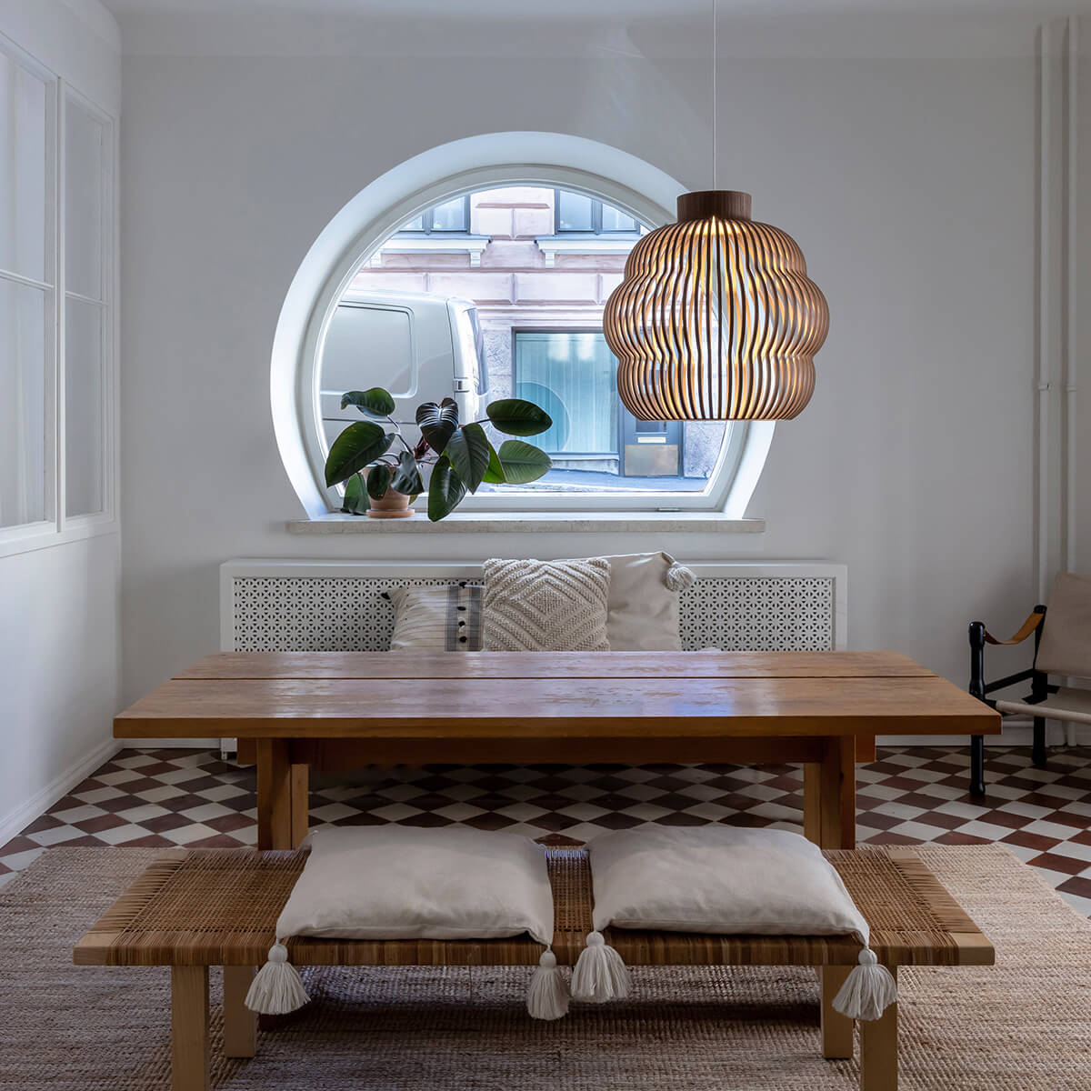 Secot Design Kumulo 5200 Pendelleuchte, Walnussfurnier, Kabel: weiß