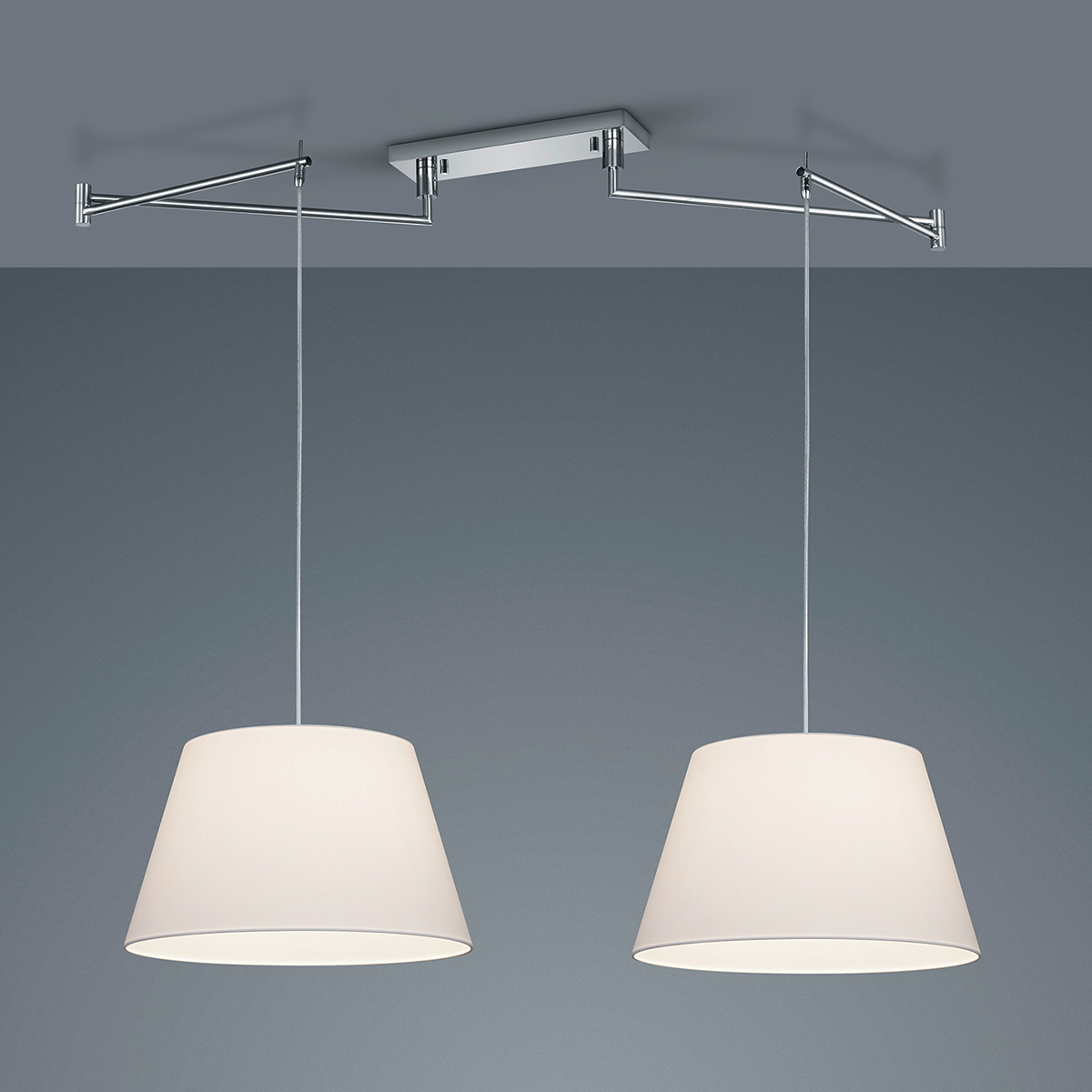 Helestra Certo Pendelleuchte, 2-flg., konisch, Schirm: Chintz weiß