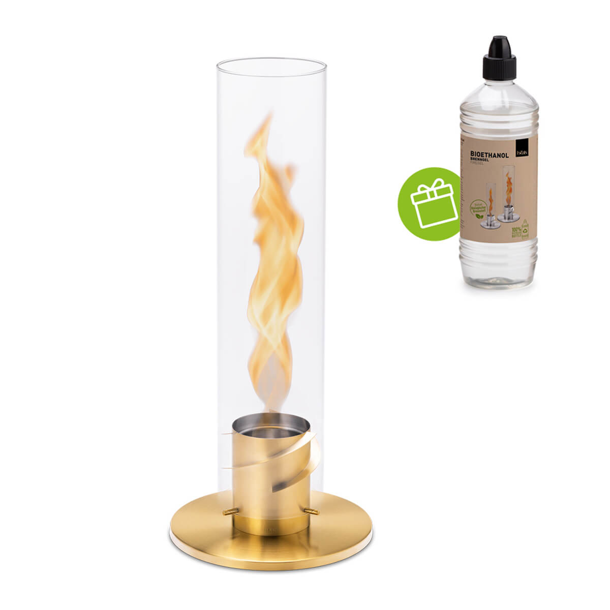 Höfats Spin 120 Tischfeuer & Windlicht, inkl. Bioethanol Brenngel, Gold (angezündet) Spin 120 Tischfeuer & Windlicht, inkl. Bioethanol Brenngel
