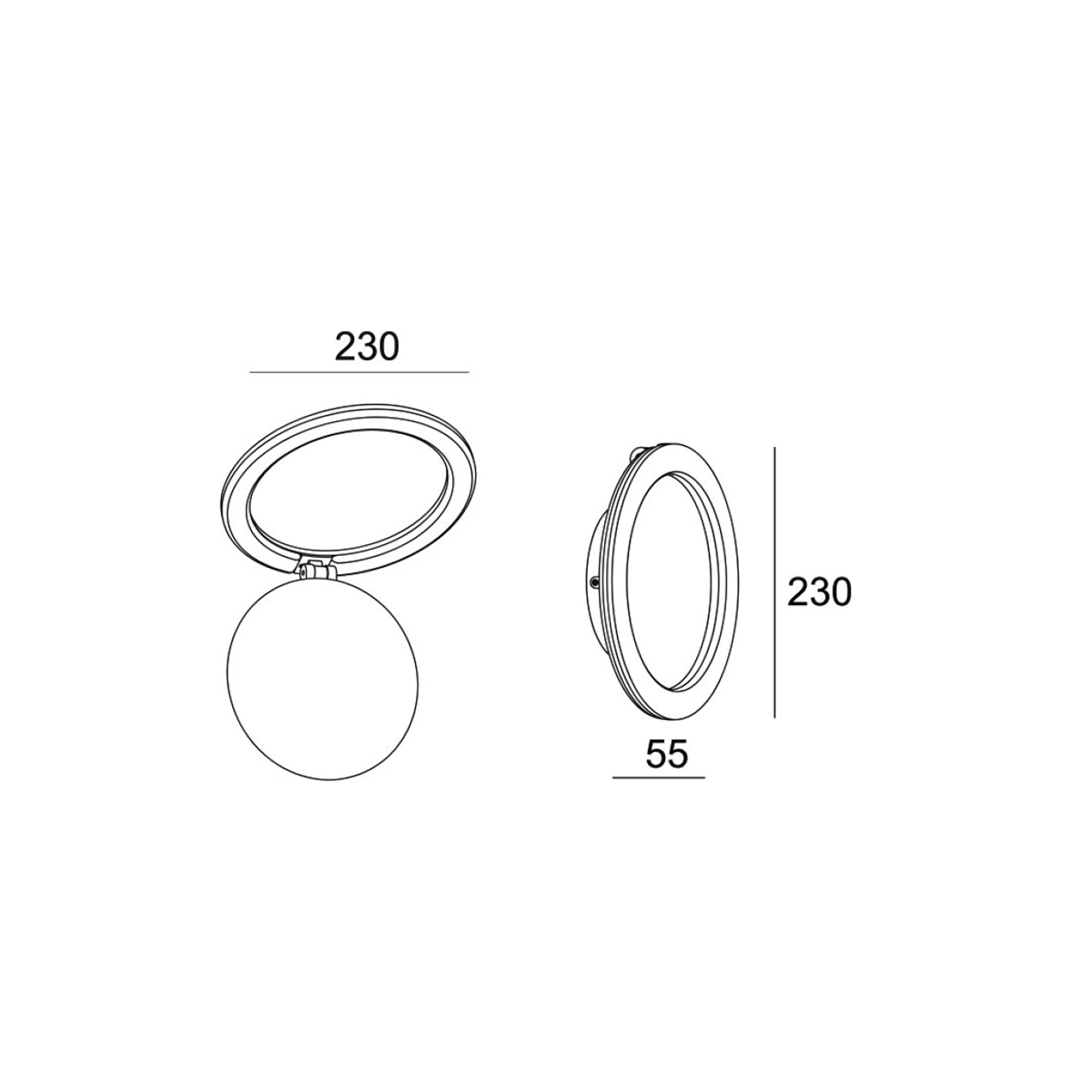 Mobilux Clap It LED Wandleuchte, Maßzeichnung