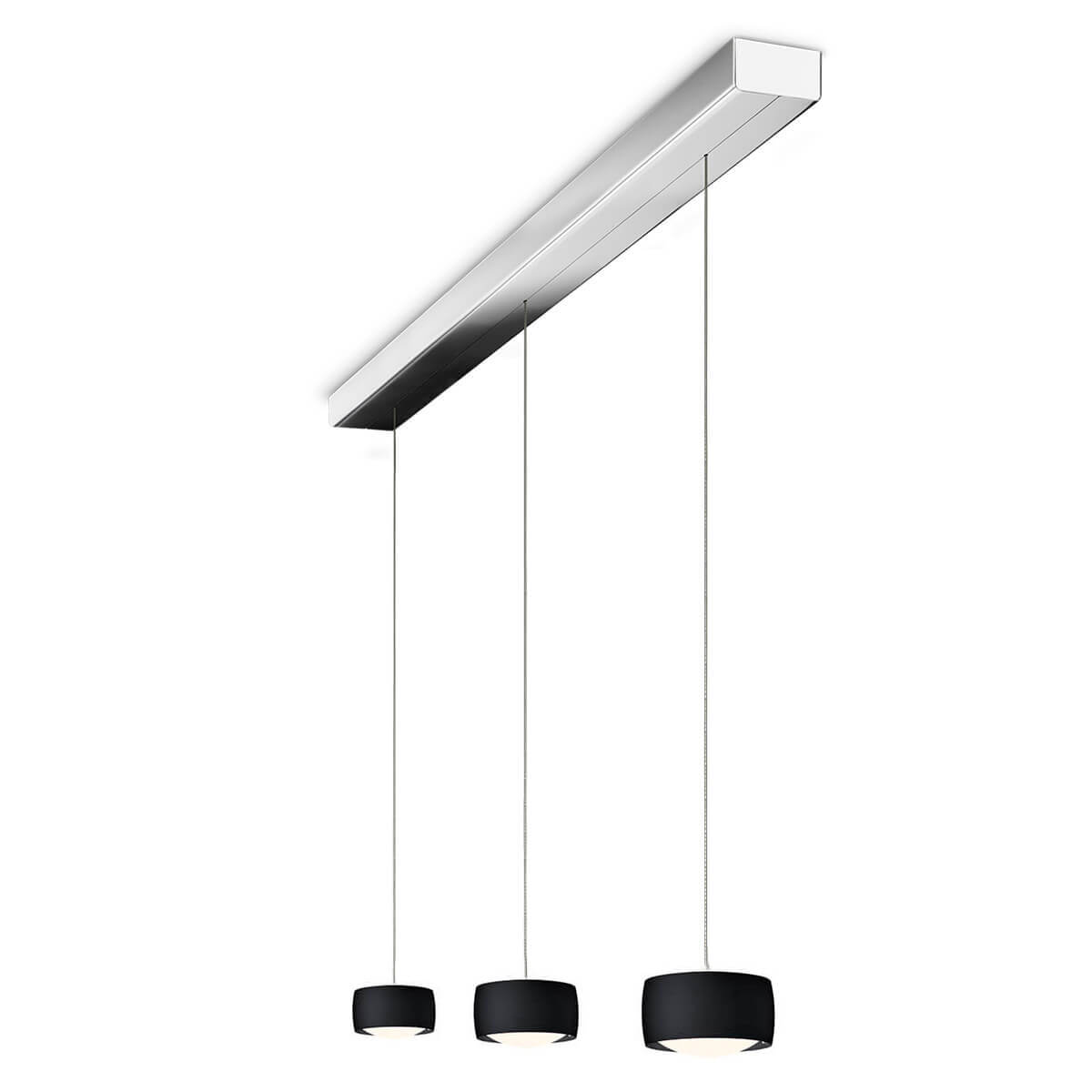 Oligo Grace LED Pendelleuchte, 3-flg., TW, unsichtbare Höhenverstellung, Baldachin: Chrom, schwarz matt