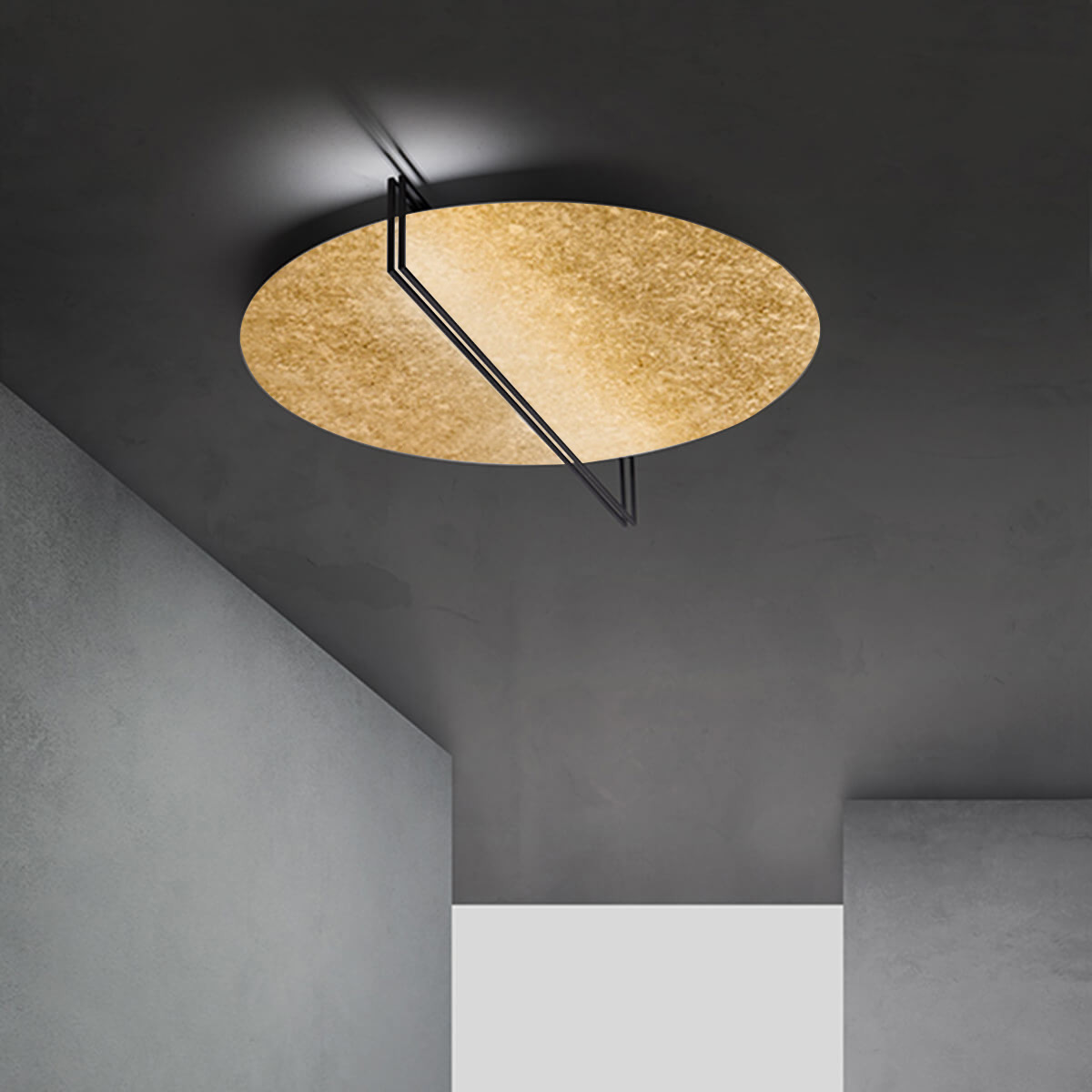 Icone Essenza 70 LED Deckenleuchte, Gold pulverbeschichtet / schwarz