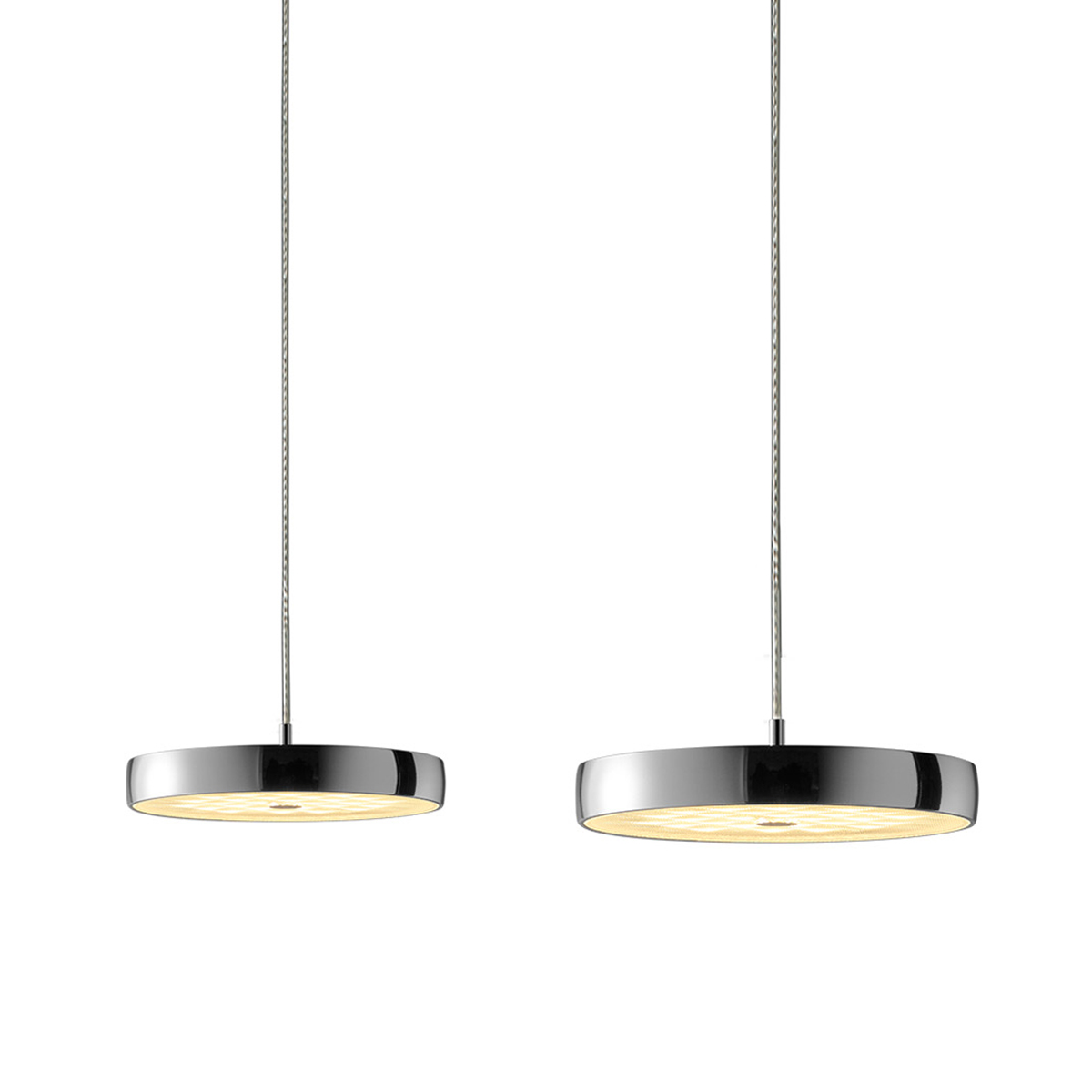 Oligo Decent LED Pendelleuchte, 2-flg., TW, unsichtbare Höhenverstellung, Baldachin: weiß matt, Chrom