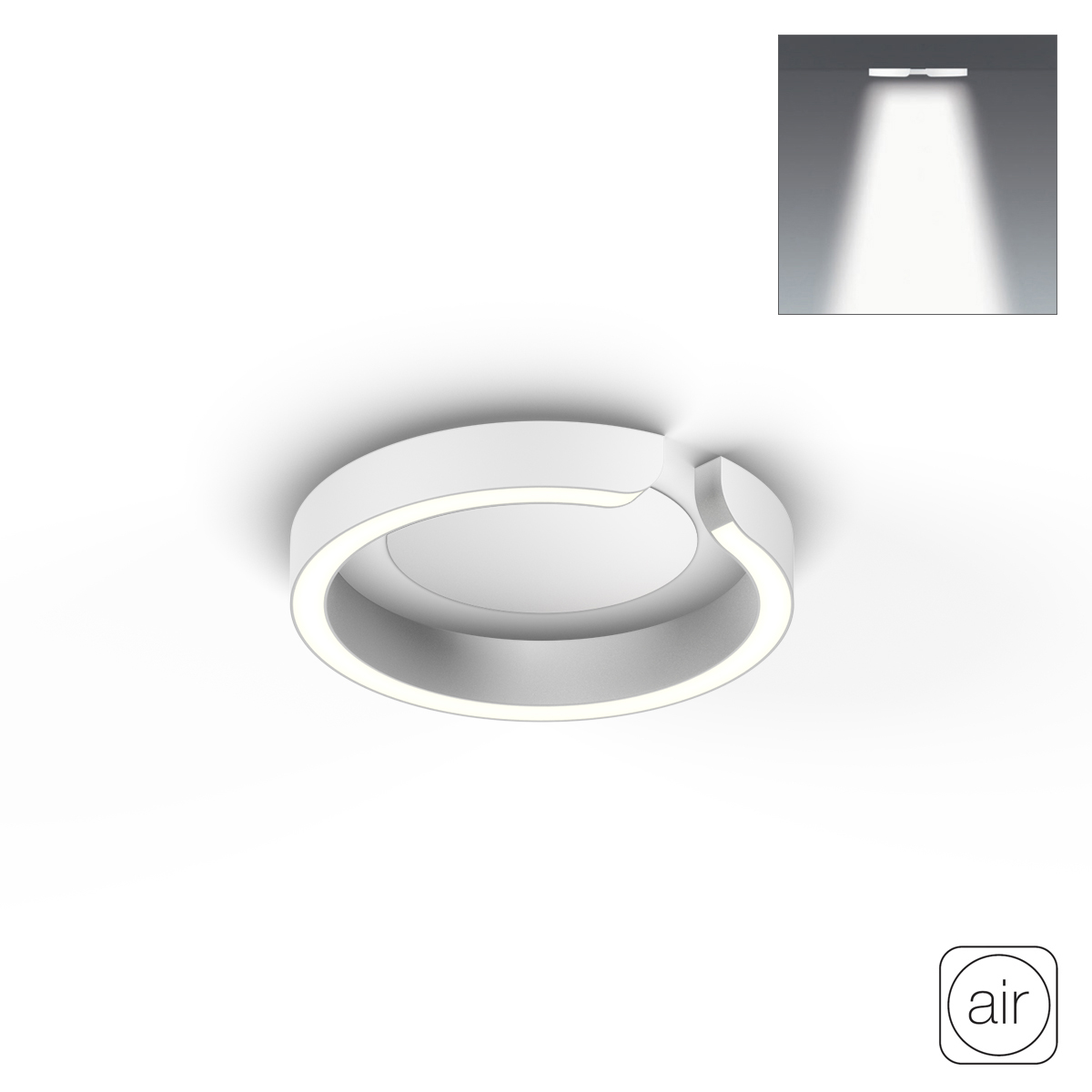 Occhio Mito soffitto 20 flat "air" narrow LED Deckenleuchte, weiß matt