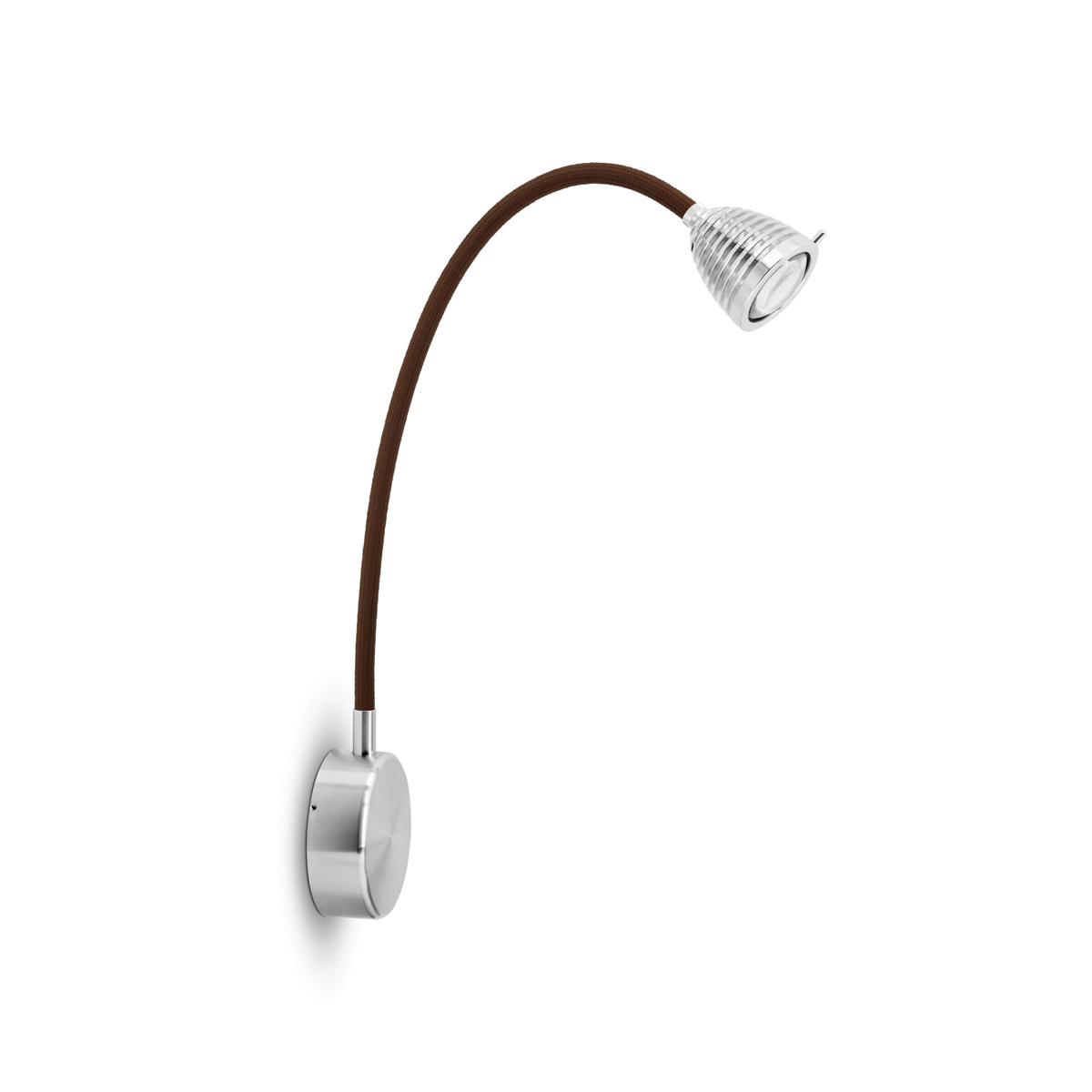 Less'n'more Athene LED Wandleuchte, Flexwelle: lang, Textil braun