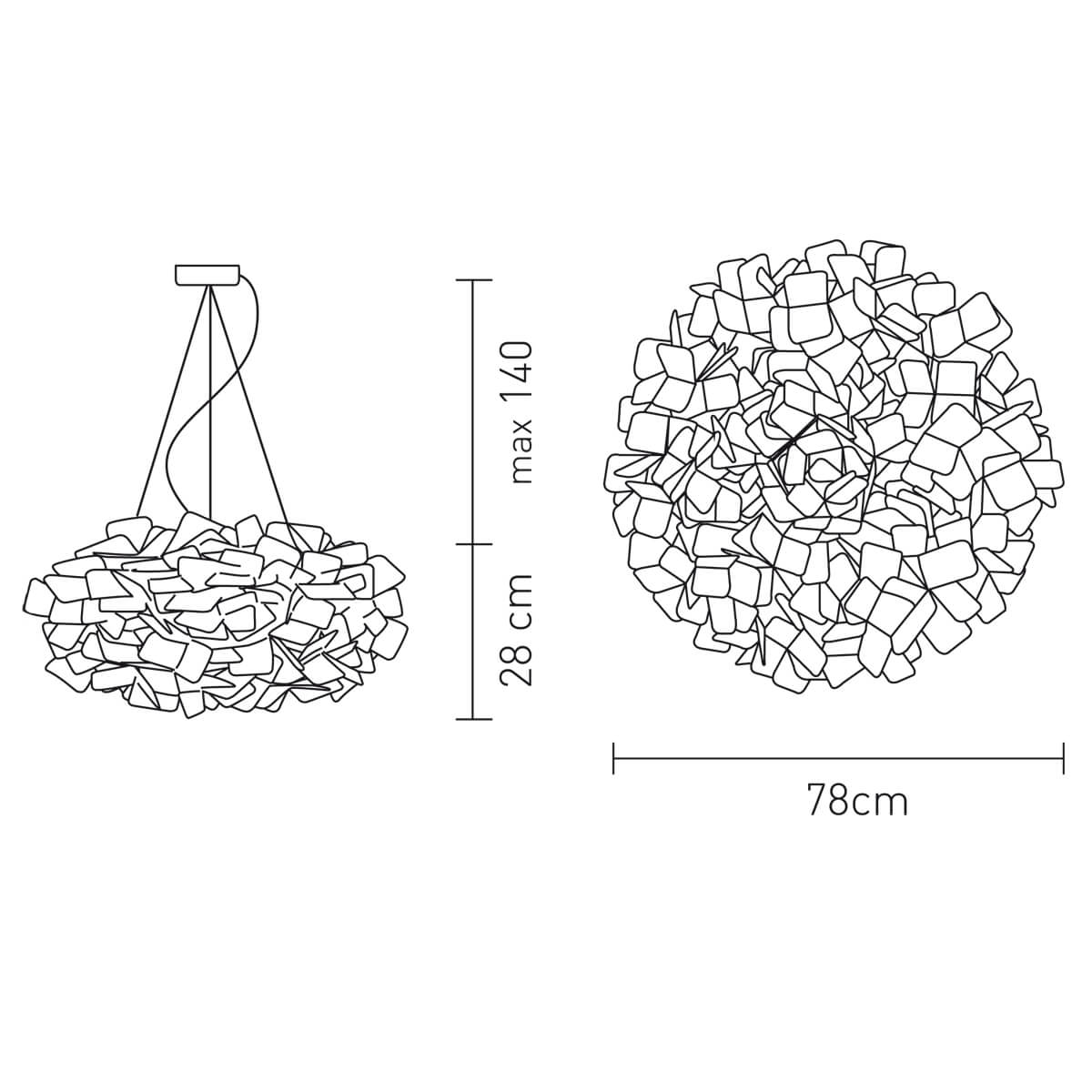 Slamp Clizia Suspension Large, Maßzeichnung