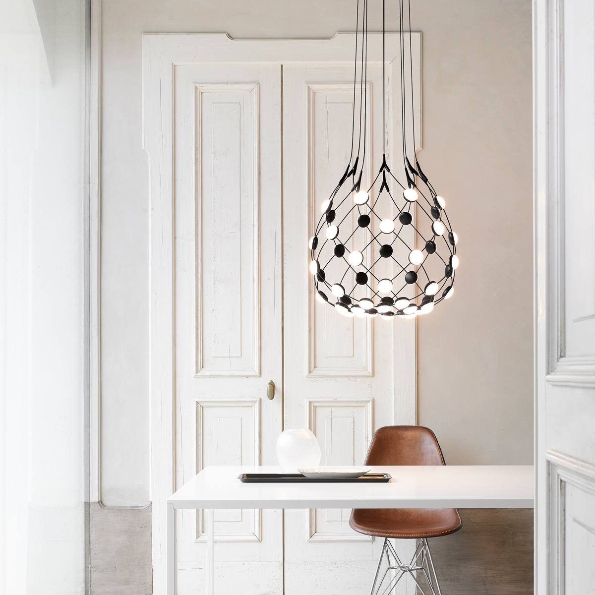 Luceplan Mesh LED Sospensione, Ø: 55 cm