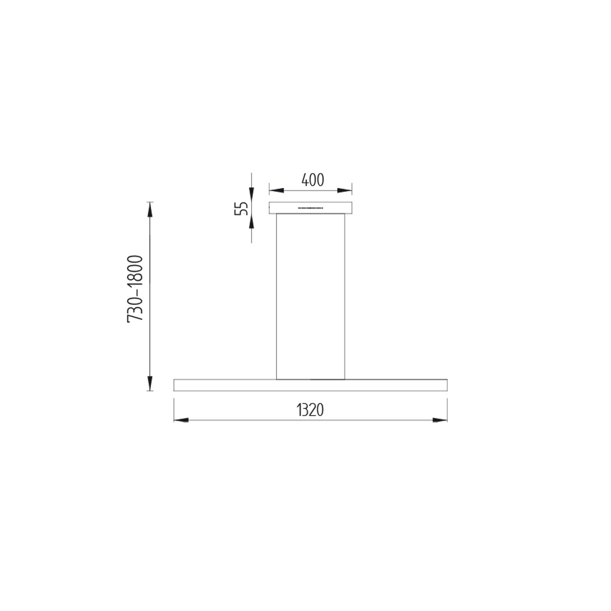 Knapstein Runa-132 LED Pendelleuchte, Maßzeichnung