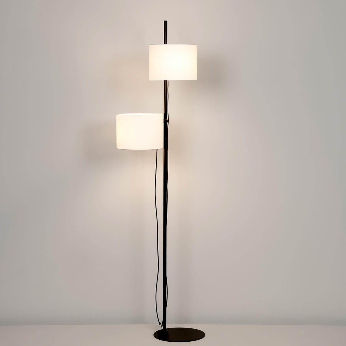 Milan Twain Stehleuchte, 2-flg., schwarz matt
