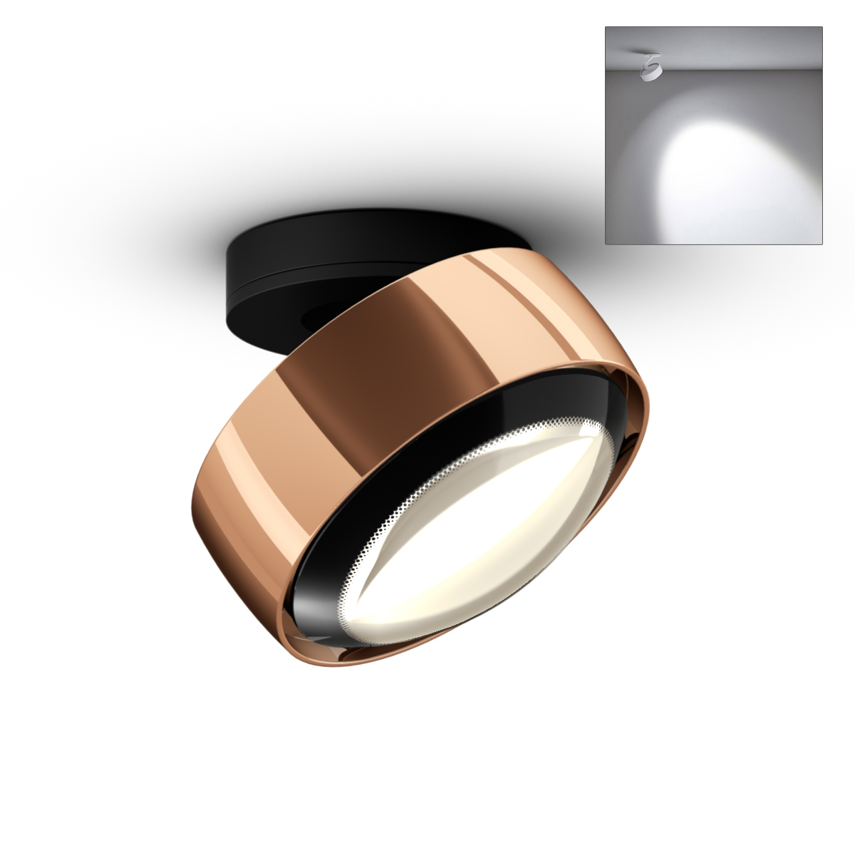 Occhio Più alto Volt S40 Deckenstrahler, 3000 K, Roségold / mattschwarz Più alto Volt S40 Deckenstrahler, 3000 K