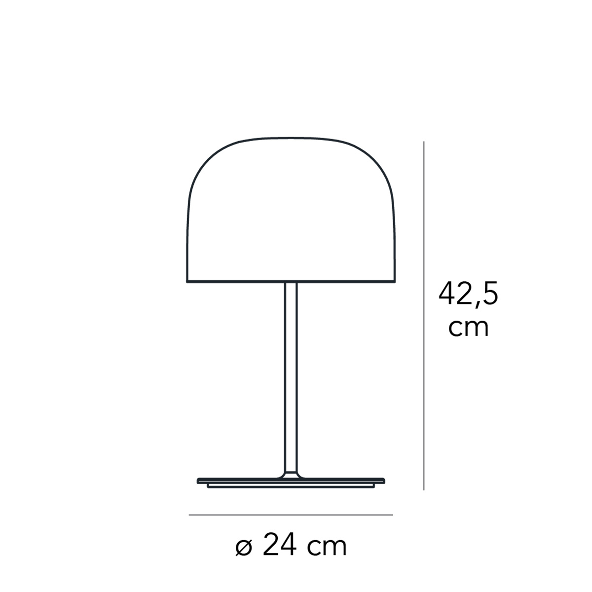Fontana Arte Equatore LED Tischleuchte, Höhe: 42,5 cm, Maßzeichnung
