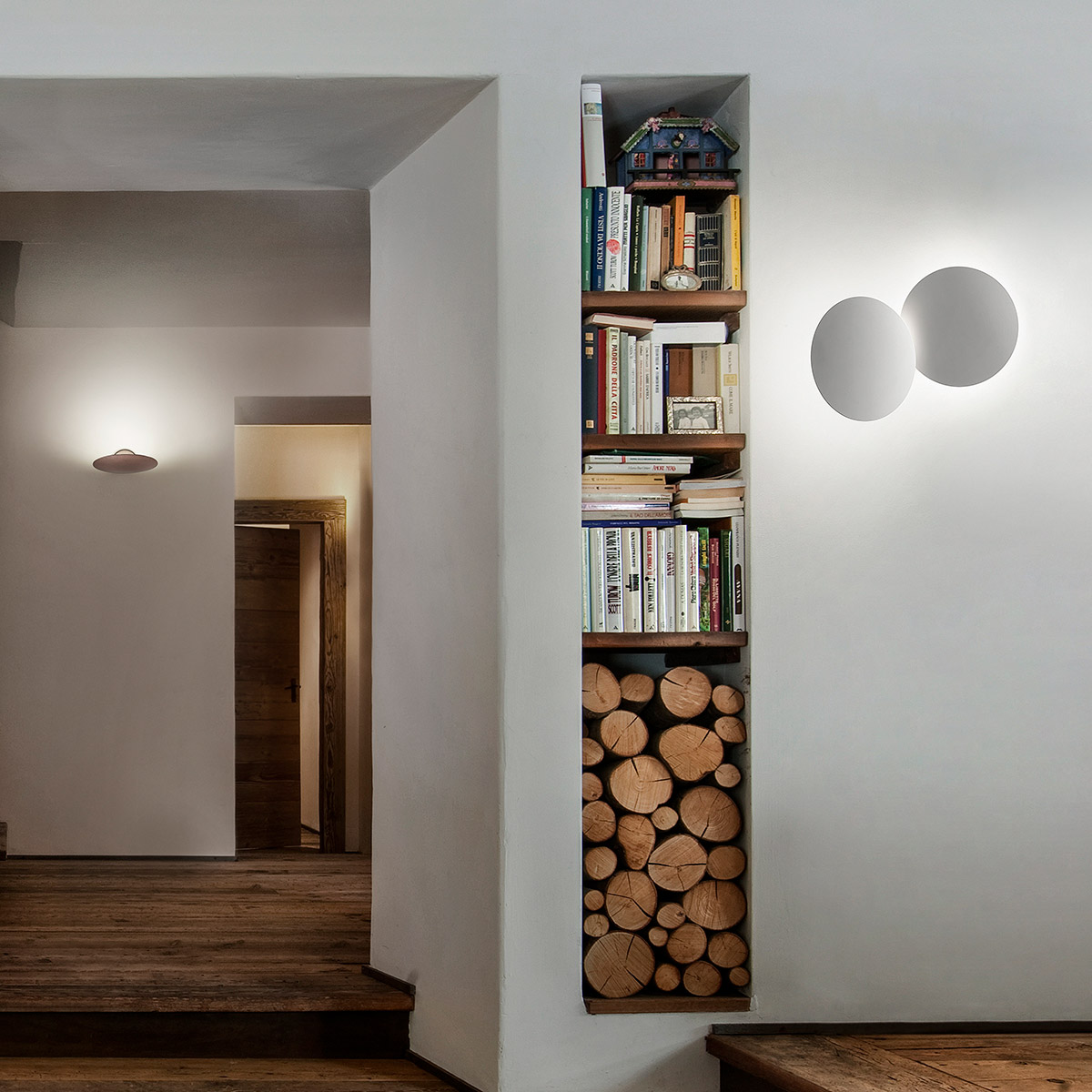 Lodes Puzzle Double Round LED Wand- / Deckenleuchte, weiß matt