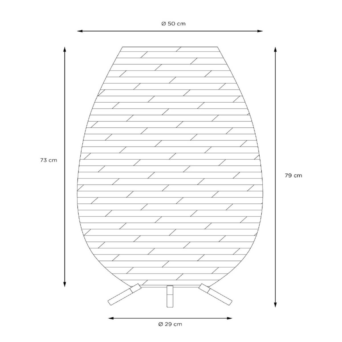 Lucide Colin LED Akkuleuchte, Höhe: 79 cm, Maßzeichnung
