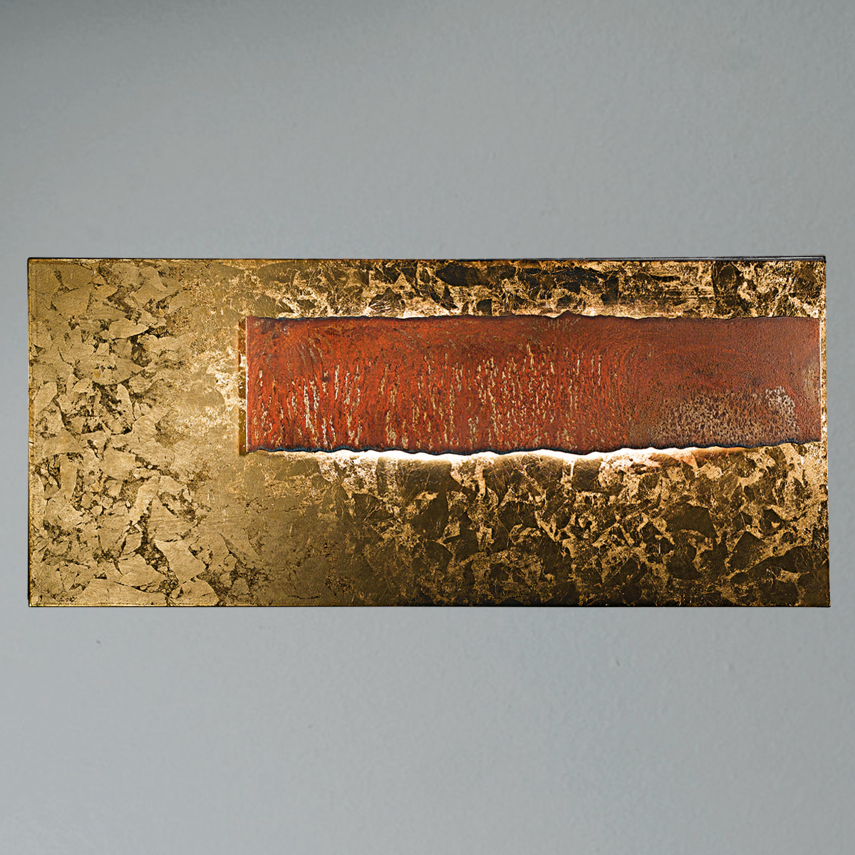 Icone Piastra RM LED Wandleuchte, 35 x 80 cm, Blattgold / Rost