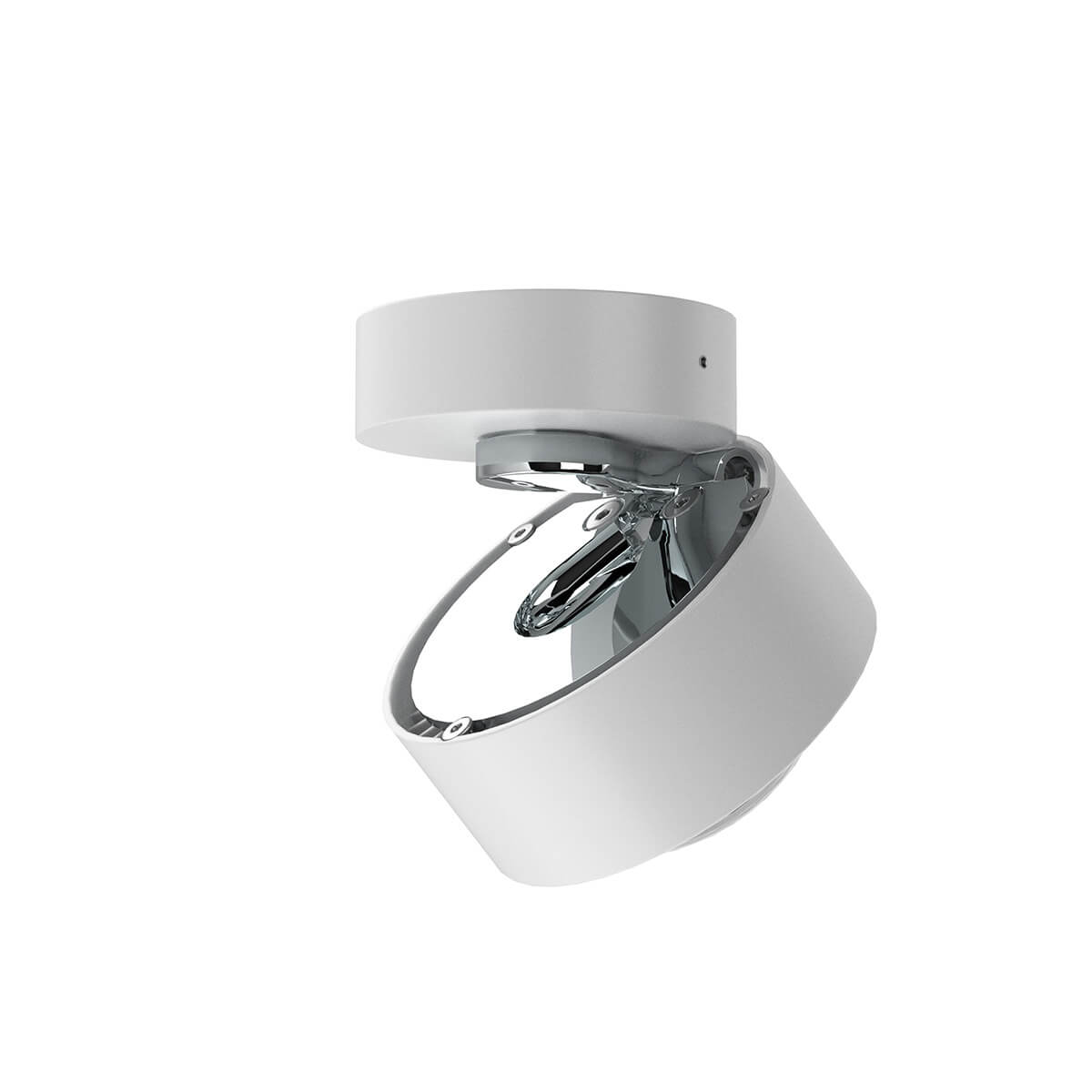 Top Light Puk Mini Move LED Deckenleuchte, Gehäuse, weiß matt / Chrom, mit Linse klar (nicht inbegriffen)