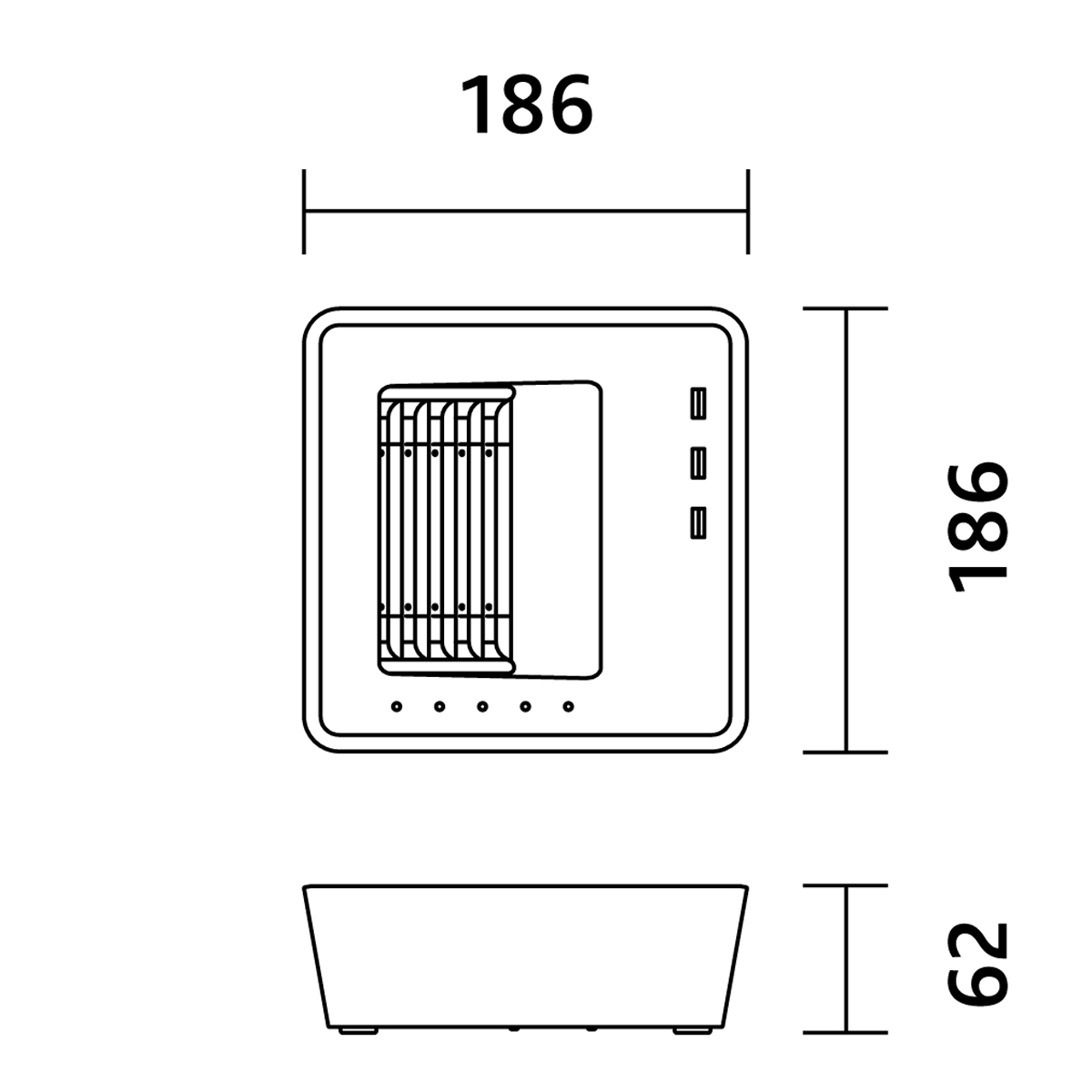 Nimbus Winglet Basket Charger für Winglet CL, Maßzeichnung