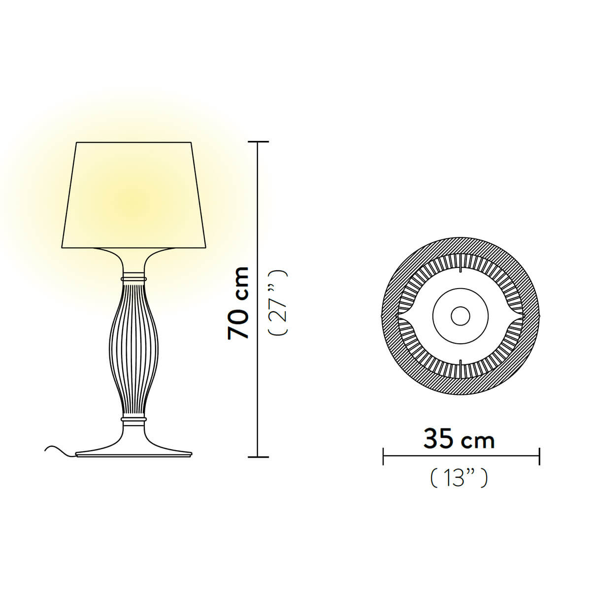 Slamp Liza Table, Maßzeichnung