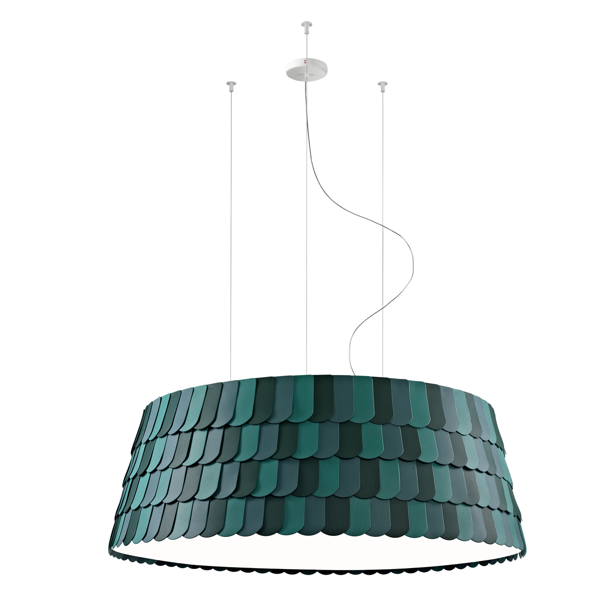 Fabbian Roofer Pendelleuchte zylindrisch, D. 119cm, grün (Produktansicht)