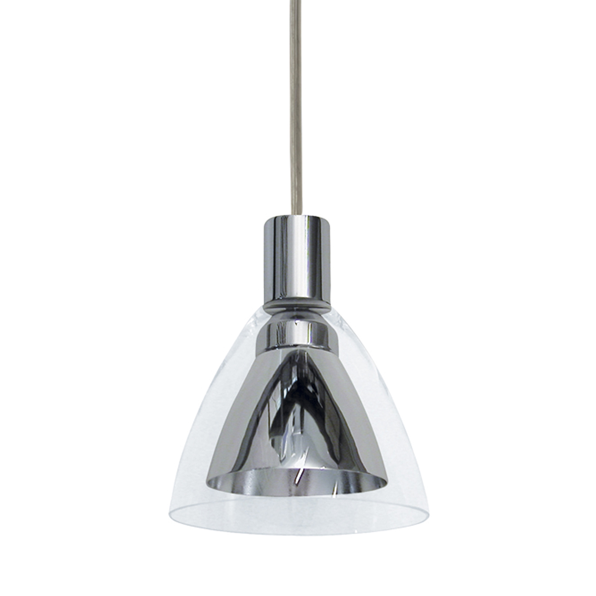 Bruck Duolare Jack Canto Down Pendelleuchte, Rückläufer, Chrom - Glas klar Duolare Jack Canto Down Pendelleuchte, Rückläufer
