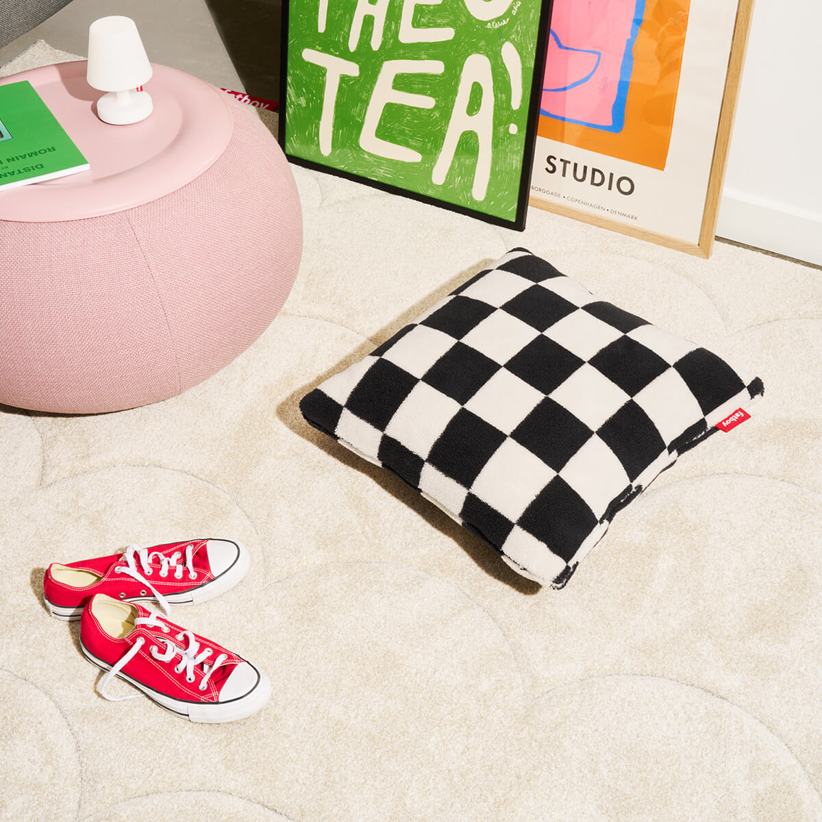 Fatboy Square Pillow Teddy Chess Kissen, schwarz-ecru