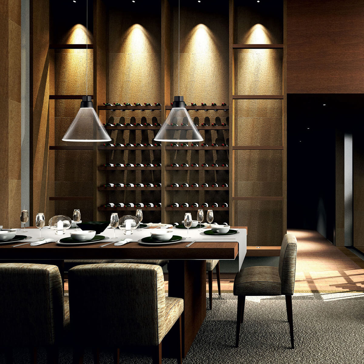 Fabbian Polair LED Pendelleuchte, schwarz / transparent