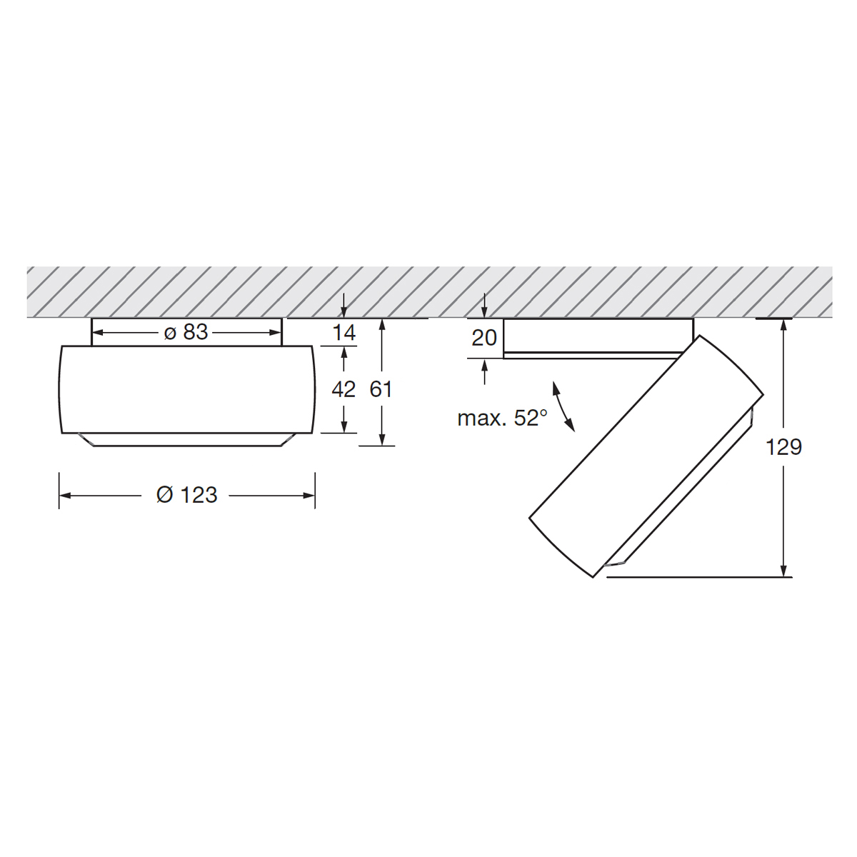 Occhio Più R alto Volt C80 Deckenstrahler, 3000 K