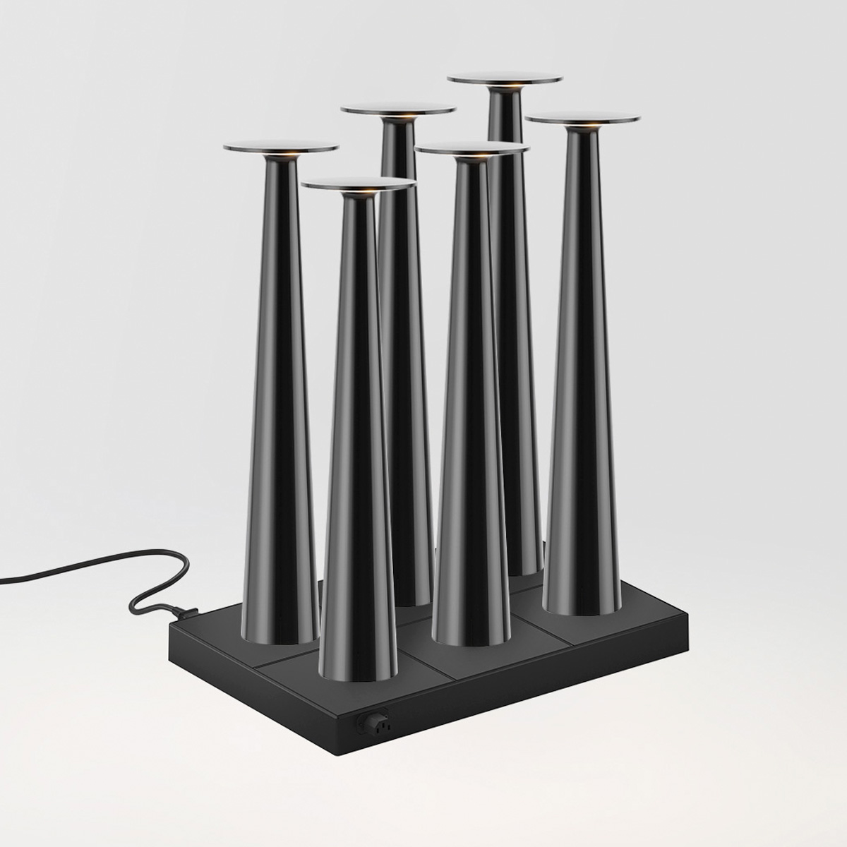 IP44.DE 6er Set Lix Skinny LED Akkuleuchte inkl. Multi-Kontaktladestation, dark chrome (dunkles Chrom)