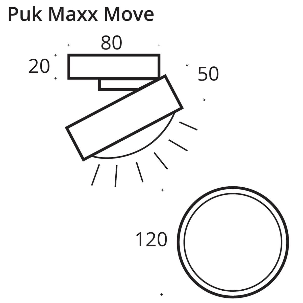 Top Light Puk Maxx Move LED Deckenleuchte, Maßzeichnung