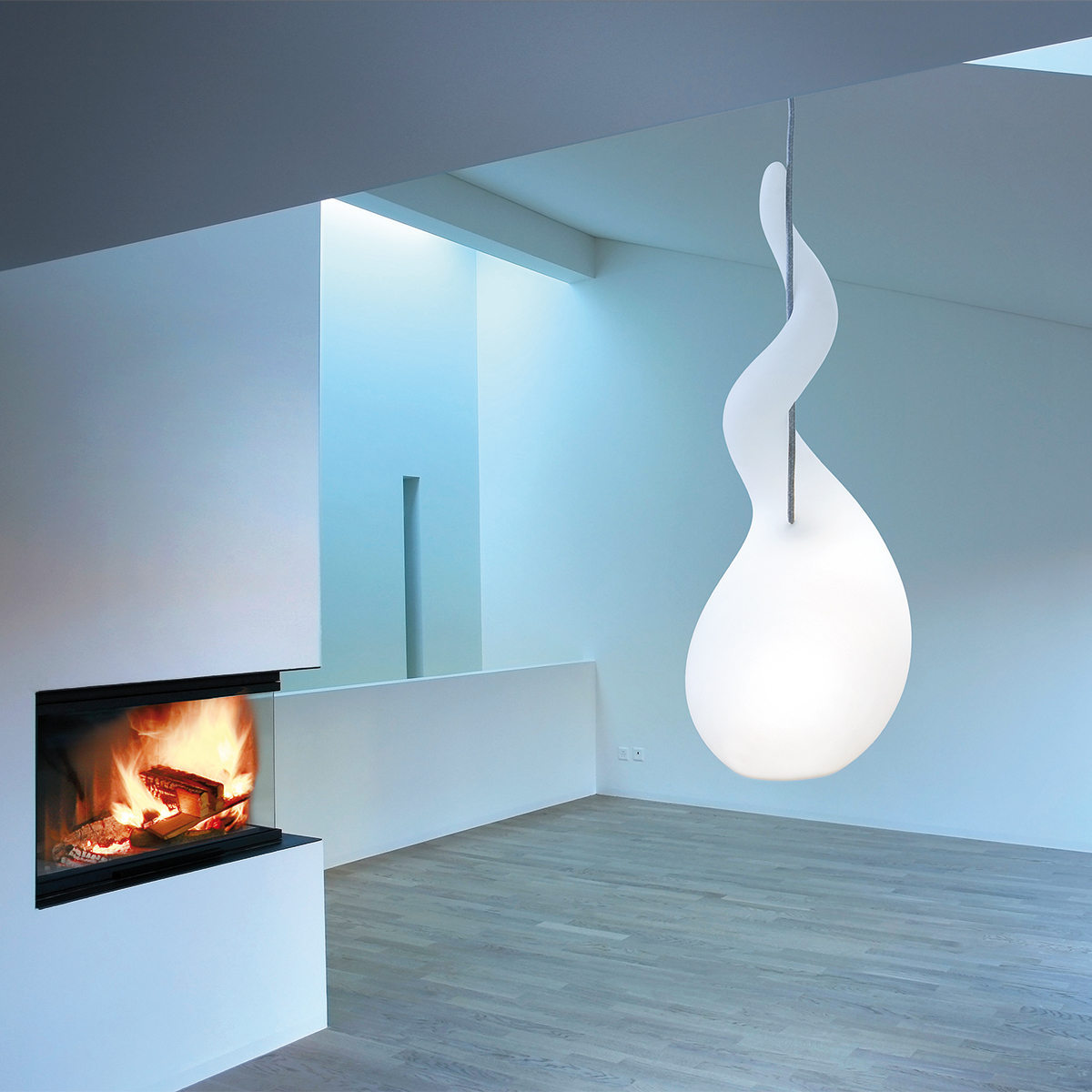 Next Alien XL Pendelleuchte, weiß, Kabel: Silber