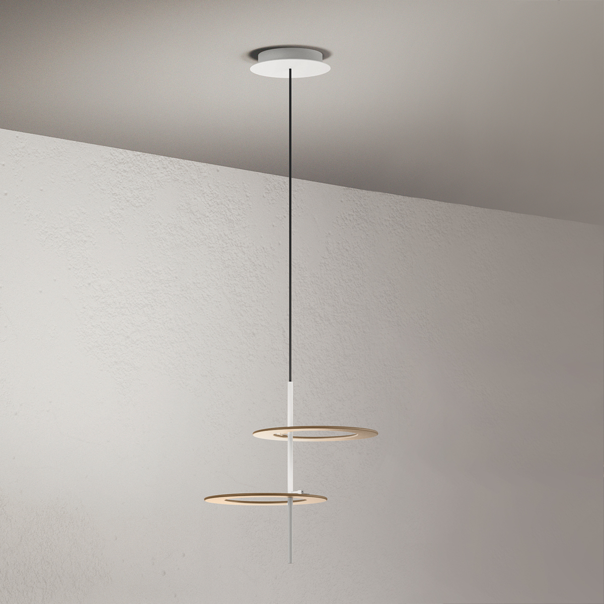 Icone Hula Hoop S2 LED Pendelleuchte, weiß / Messing