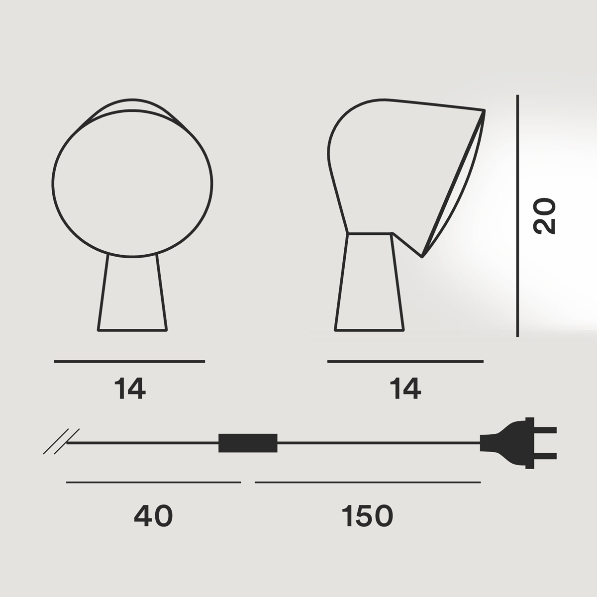 Foscarini Binic Tavolo, Maßzeichnung