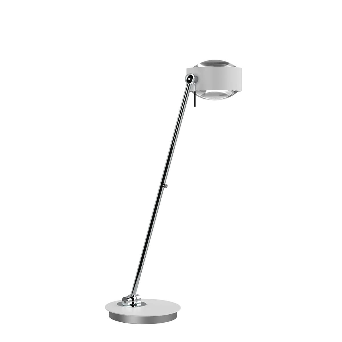 Top Light Puk Maxx Table LED Tischleuchte, 60 cm, Gehäuse, weiß matt / Chrom, mit Einsätzen Linse klar / Linse klar (Einsätze nicht inbegriffen)