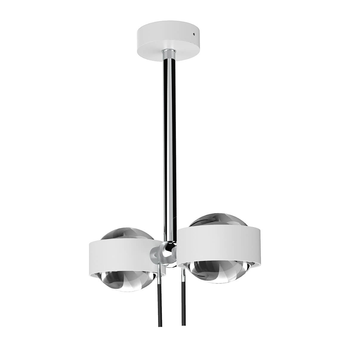 Top Light Puk Mini Side Twin Ceiling LED Deckenleuchte, 20 cm, Gehäuse, weiß matt / Chrom, mit Linse klar / Linse klar (nicht inbegriffen)