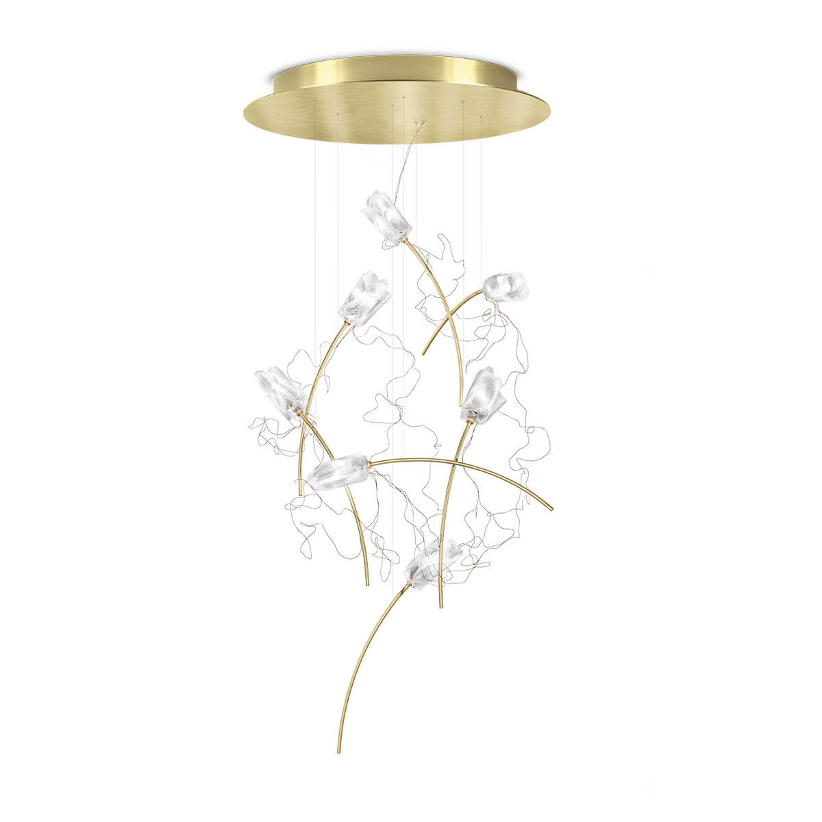 Slamp Tulip 7 Round LED Suspension, prisma / Messing