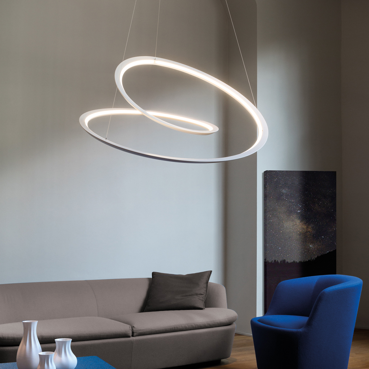 Nemo Kepler LED Sospensione Uplight, mattweiß