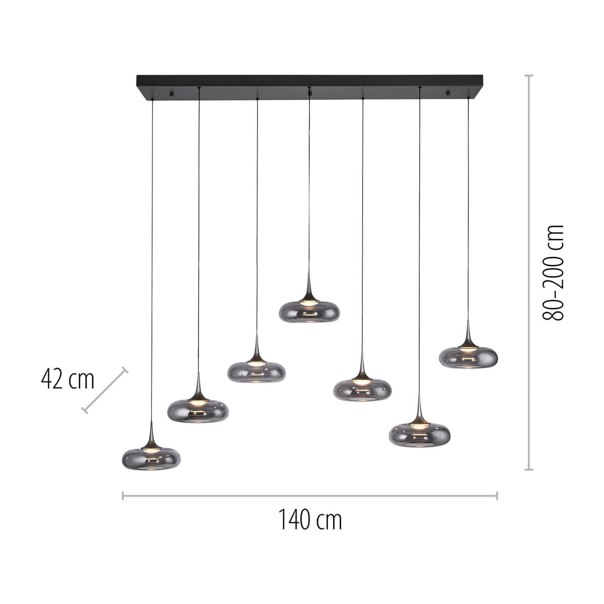 Posh LED Pendelleuchte, 7-flg.