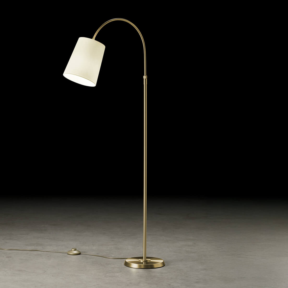 Holtkötter Boyleuchte Bogenleuchte, Schirm Ø: 16 cm, Messing matt, Chintz champagner