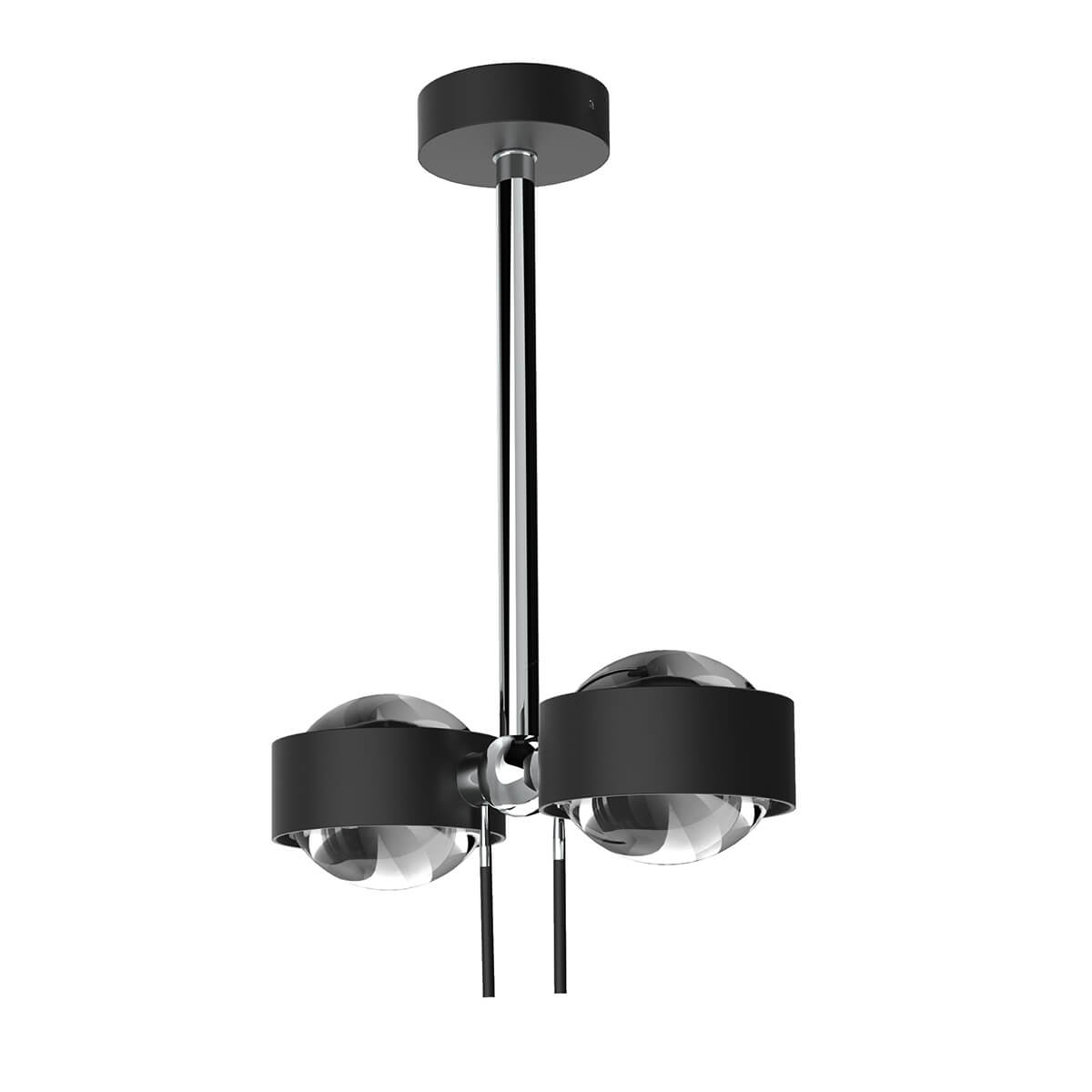 Top Light Puk Mini Side Twin Ceiling LED Deckenleuchte, 20 cm, Gehäuse, schwarz matt / Chrom, mit Linse klar / Linse klar (nicht inbegriffen)