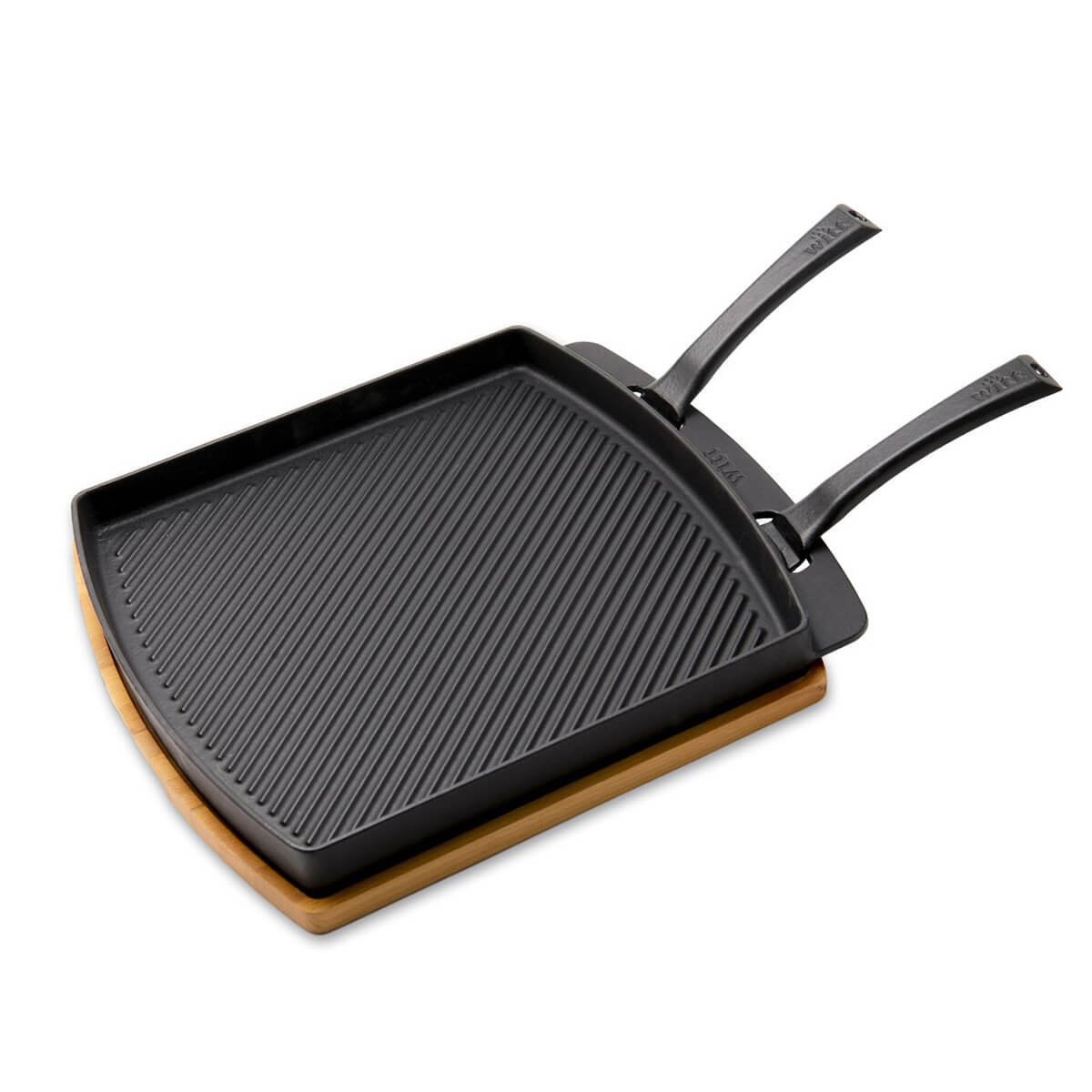 Doppelseitige Brat- & Grillpfanne inkl. Holzbrett