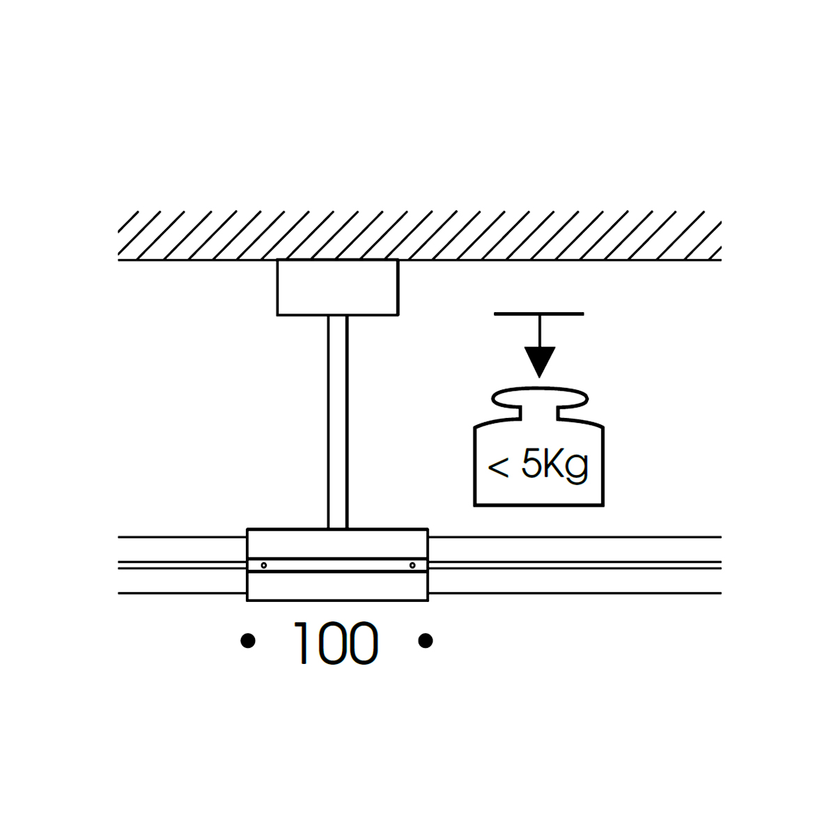 Oligo CHECK-IN System Deckeneinspeisung Typ B, Skizzierung