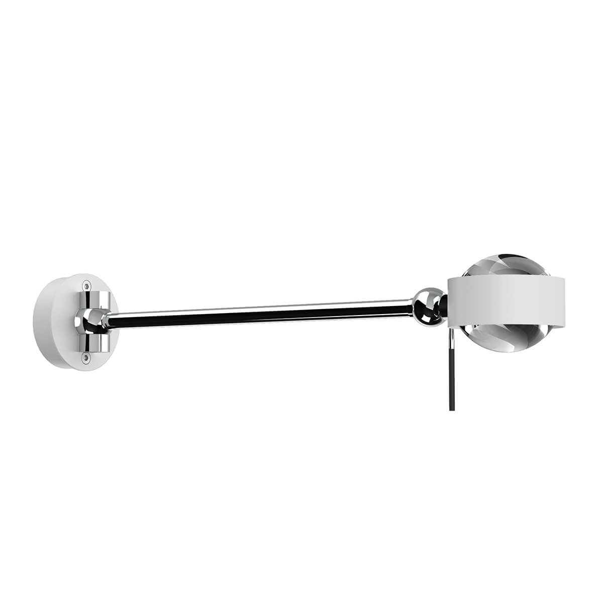 Top Light Puk Mini Hotel Wandleuchte, 30 cm, Gehäuse, weiß matt / Chrom, mit Linse klar / Linse klar (nicht inbegriffen)