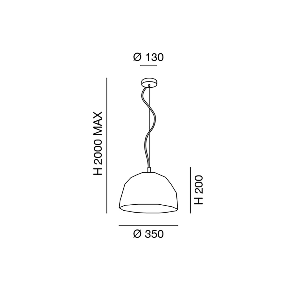Fabas Luce Bloom Pendelleuchte, Maßzeichnung