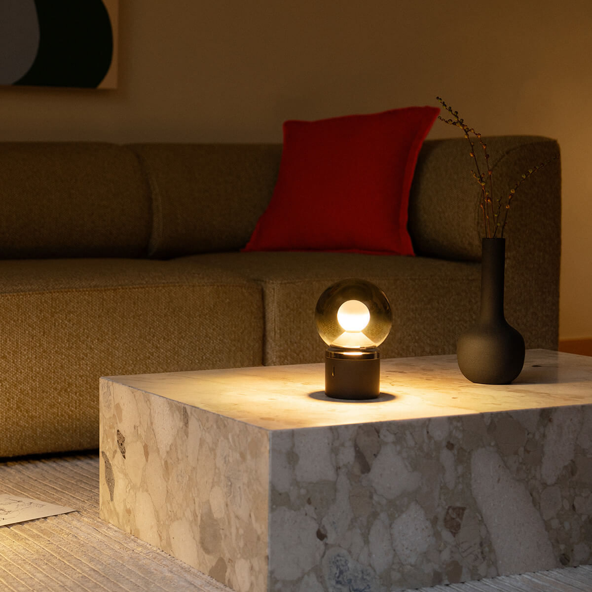 Occhio Luna pura LED Akkuleuchte, dark chrome