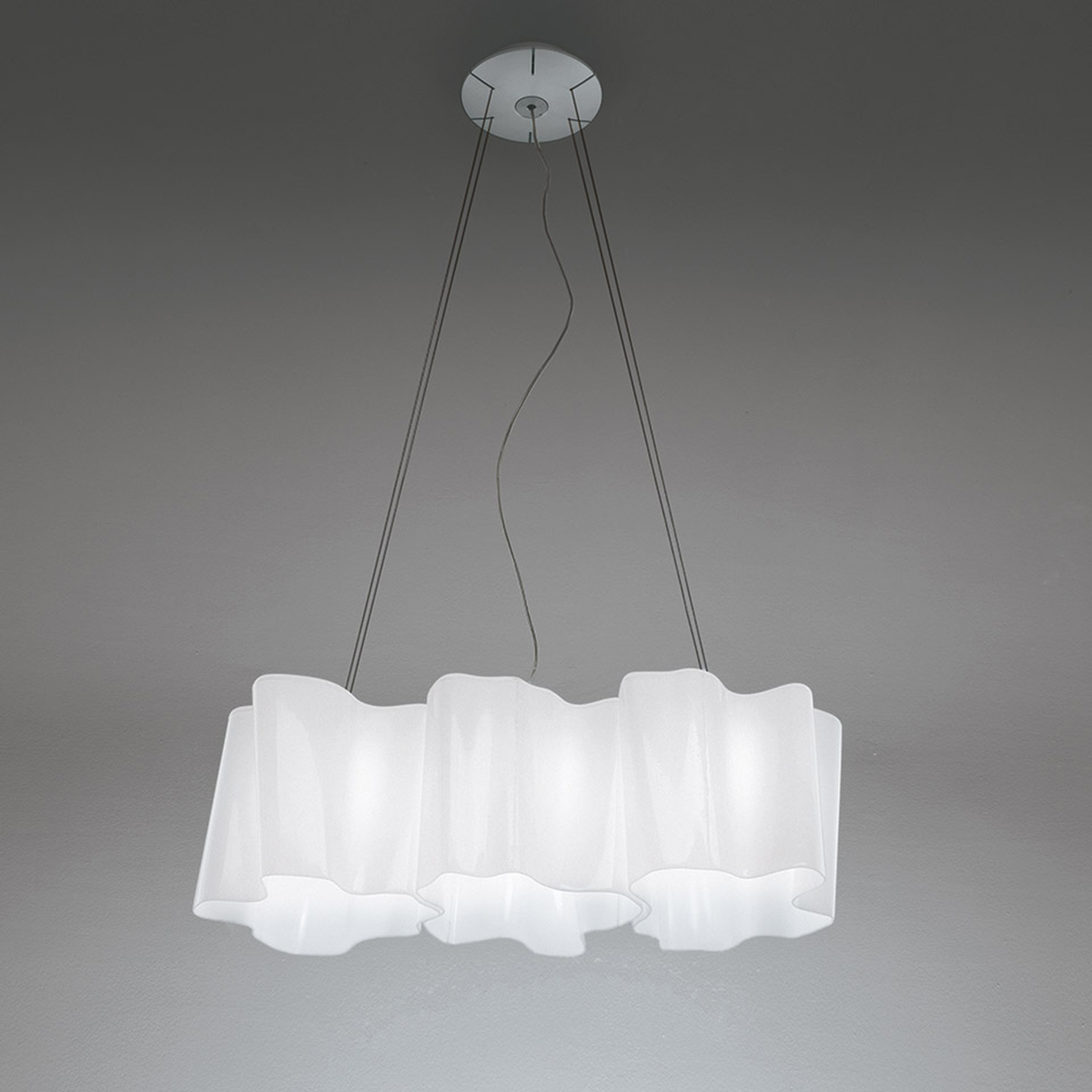 Artemide Design Logico Sospensione 3 in linea, Glas: milchig weiß