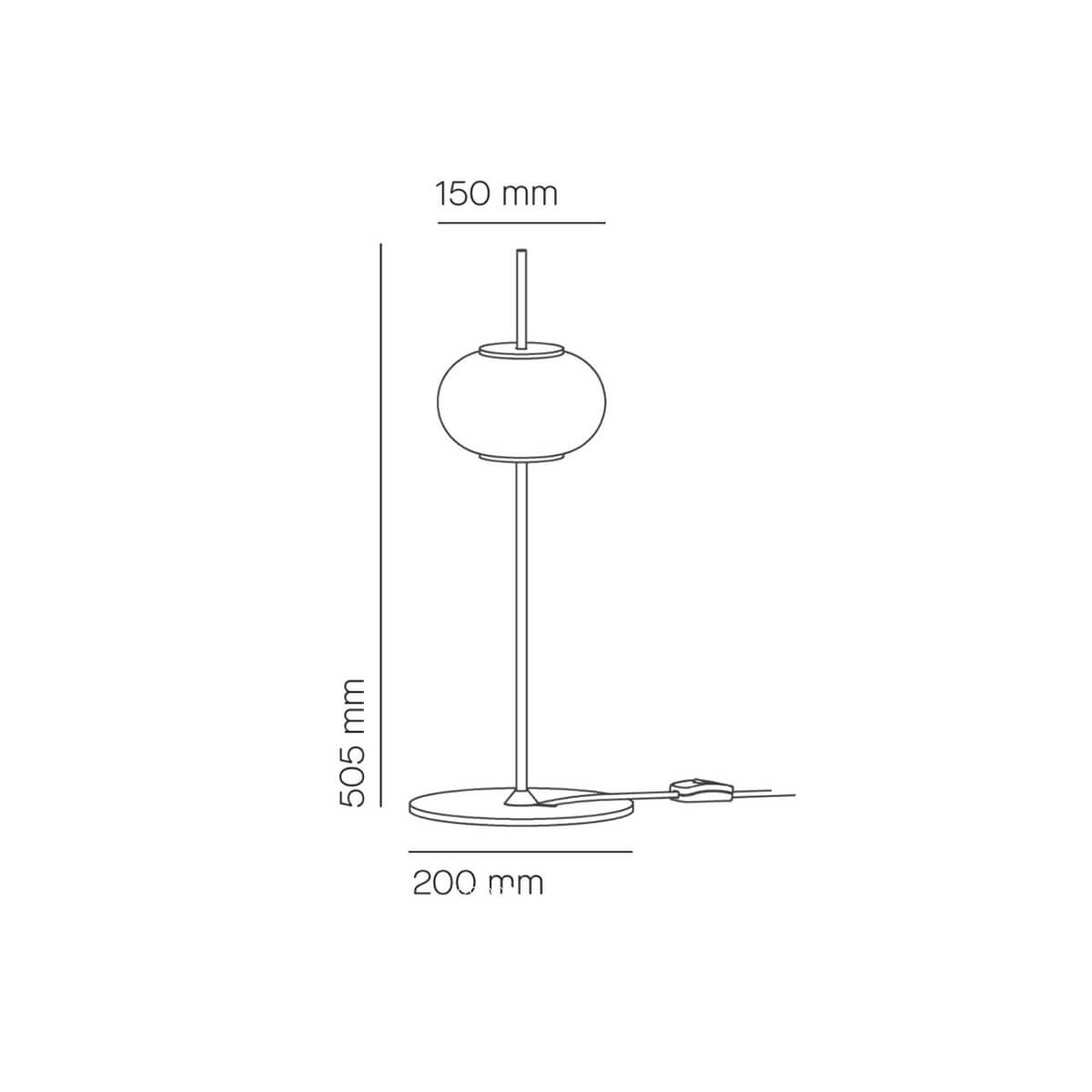 Milan Astros Tischleuchte, Maßzeichnung