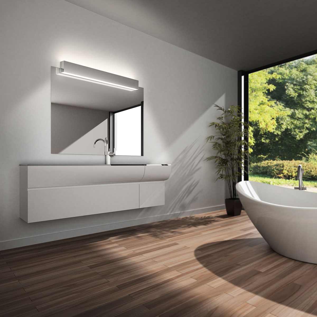 Helestra Vis LED Wand- / Spiegelleuchte, Länge: 90 cm, Chrom