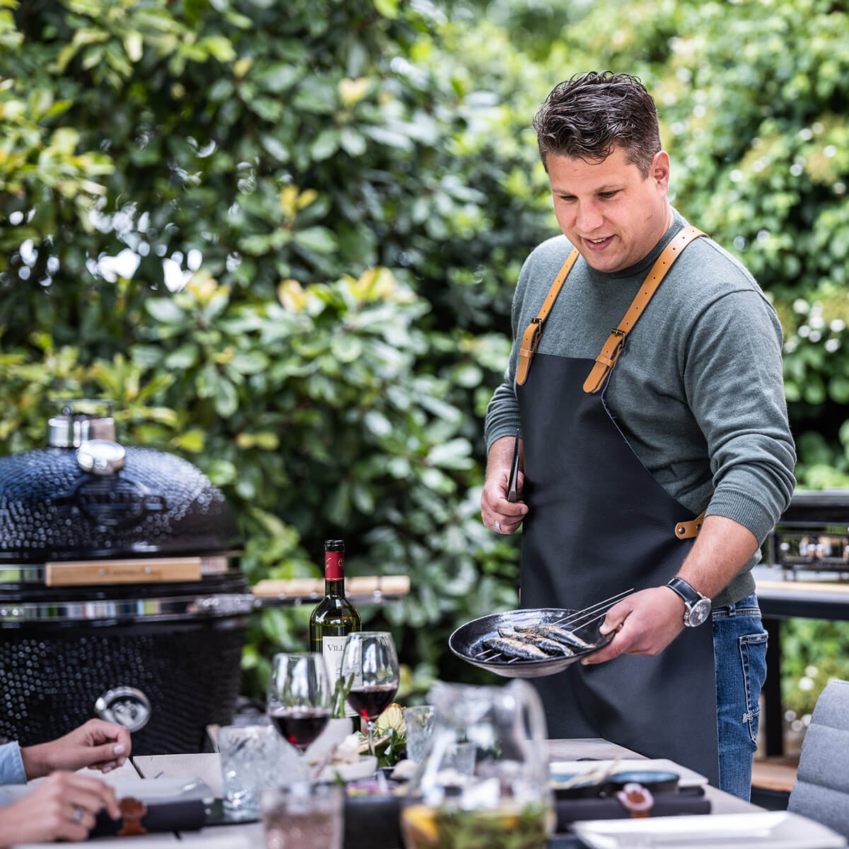 Yakiniku Kamado Grill inkl. Ständer, Seitentischen & Pro Set, 22'' XLarge, 56 cm Grillfläche
