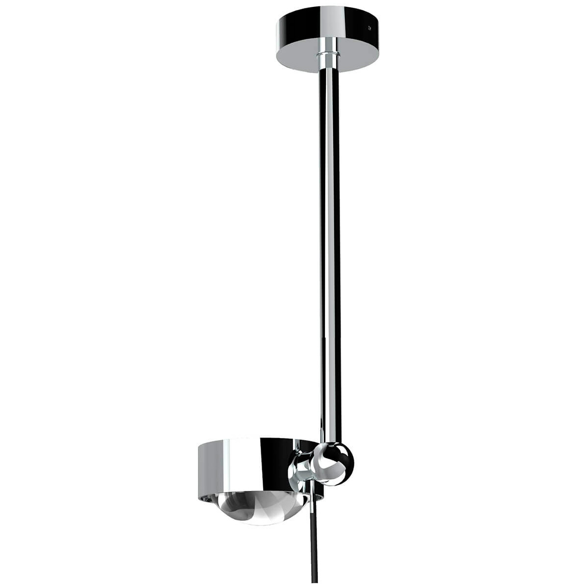Top Light Puk Mini Side Single Ceiling Deckenleuchte, 30 cm, Gehäuse, Chrom, mit Linse klar / Glas satiniert (nicht inbegriffen)