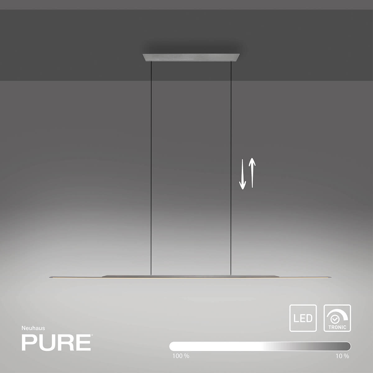Neuhaus PURE Surface LED Pendelleuchte, Länge: 125 cm, grau