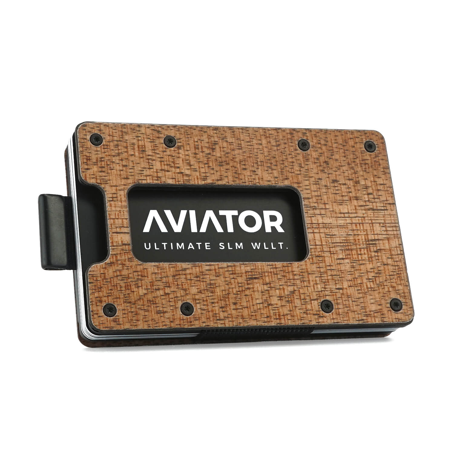 Aviator Wallet Wood x Carbon Fiber Slide Slim Wallet Geldbörse, Carbon / Holz laminiert (Vorderseite)